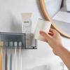 Soporte para Cepillo de Dientes Eléctrico Estante de Almacenamiento Sin Perforaciones Vaso para Enjuague Bucal de Inodoro Juego de Vasos para Cepillos Almacenamiento Montado en la Pared Herramientas Dentales