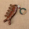 Peine de Masaje de Sándalo Natural para Terapia de Meridianos de la Cabeza, Peine Gua Sha Anticaída del Cabello, Peine de Dientes Anchos y Espaciados Grandes, Artículo de Regalo, Peine de Madera Maciza