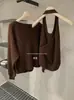 Conjunto Duas Peças Y.JIA Estilo Casual de Outono Top Regata Sem Costas com Gola Halter + Suéter de Manga Longa de Um Ombro 588