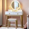 Fábrica de Muebles de Guangdong Juego de Tocador Personalizado con Espejo con Pantalla Táctil Regulable Mesa de Maquillaje Moderna para Dormitorio y Tapicería