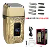 Barbeador Elétrico Masculino de Três Cabeças de Alta Potência com Display Digital, Corpo de Metal, Bateria de Lítio para Aparar Barba Rala, Transfronteiriço