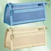 Estuche de malla con alto valor estético, diseño transparente y simple, gran capacidad, sin logo, linda bolsa de papelería para exámenes de estudiante