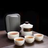 Juego de té de viaje de porcelana jade de gamuza para el hogar, tetera de cerámica portátil para exteriores y oficina.