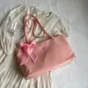 Bolsa de Verão Feminina 2022 Nova Moda Versátil Laço Bolsa Grande Estilo Japonês Lona Ombro Único Grande Capacidade Bolsa Tote