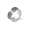 Anillo Plateado con Patrón de Dragón para Hombre, Estilo Vintage de Alta Gama, Moda China Retro, Anillo Abierto Ajustable, Directo del Fabricante