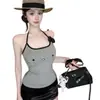 Camisola de Dibujo Animado de Gatito Dulce y Picante para Mujer con Copas, Corte Ajustado, Favorecedora, Adecuada para Usar en Capas o Sola