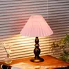 Lámpara de mesa de lino hecha a mano, estilo campo francés, vintage natural, nórdico, wabi-sabi japonés, estilo bosque, rayada, de lunares, mesita de noche de dormitorio