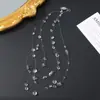 Colar Orvalho da Manhã Design de Nicho DIY Feito à Mão Cristal Transparente Contas Corrente de Pescoço Moda Contas Suspensas Corrente Clavicular