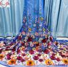 Material para vestido de noche bordado fondo grueso flor grande 3D malla transparente vestido aplique tela de encaje bordado