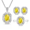 Comercio electrónico transfronterizo TK transmisión en vivo nuevo girasol moda joyería conjunto de tres piezas lujo incrustado anillo completo de diamantes pendientes collar