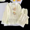 Pijama para niña primavera y otoño nuevo de algodón nube manga larga dulce y usable conjunto de ropa para el hogar para niños 2026