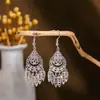 Estilo Étnico Pendientes de Imitación de Plata Miao Pendientes Largos Colgantes con Borlas Estilo Antiguo de Lugar Escénico Pendientes de Botón Joyería Étnica Miao para Mujer Venta al por Mayor