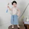 Conjunto de Niña 2026 Verano Nuevo Estilo Infantil Estilo Chino Pantalones de Pierna Ancha Conjunto de Dos Piezas Estilo Nacional Bebé Bordado Hanfu Conjunto de Verano