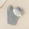 Calcetines largos para niña para otoño, calcetines altos finos hasta la rodilla para niños, con encaje y lazo, calcetines dulces y elegantes de princesa para bebés