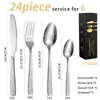 Amazon 24/40 piezas juego cuchillo para bistec, tenedor y cuchara estilo occidental con mango cuadrado y estampado de piel de serpiente, vajilla de acero inoxidable para hotel para 6 personas