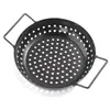 Bandeja de Gotejamento Redonda Quadrada para Churrasqueira Antiaderente Transfronteiriça Bandeja Externa Prato de Churrasqueira Cesta Perfurada para Churrasco de Vegetais Prato Perfurado para Churrasqueira