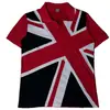Camiseta de Verano con Estampado de Bandera Union Jack Estilo Ins Transfronterizo Europeo y Americano Nuevo Estilo Rojo Clásico Versátil Diseño de Cuello Polo