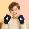 Guantes de Celebridad de Internet Transfronterizos, Guantes de Invierno de Felpa de Medio Dedo con Cubierta Plegable Calientes sin Dedos de Piel Sintética de Visón Tejidos para Estudiantes y Niños