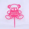 Decoración para pastel de acrílico feliz cumpleaños enchufe Dorado Plateado Adornos cuadrados para decoración de coche feliz cumpleaños