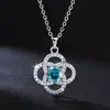Collar Transfronterizo de Plata de Ley S925 Trébol de Cuatro Hojas de la Suerte Entrelazado con Moissanita de 1 Quilate Cadena para Clavícula de Temperatura de Lujo Ligero