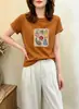 Camiseta de Algodón Acanalado para Mujer, Fábrica Fuente Shisanxing de Guangzhou, Top de Manga Corta Ajustado de 220g, Suministro Exclusivo Segunda Remesa de Verano