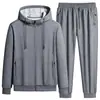 Traje deportivo casual de dos piezas para hombre, primavera y otoño, transpirable, algodón puro, corte holgado, talla grande, suéter cárdigan moderno y pantalones