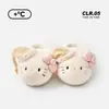 Chinelos de Algodão Genuínos Sanrio Kitty para Mulheres, Chinelos Quentes de Pelo KT para o Inverno em Casa, Chinelos de Pelúcia Antiderrapantes para Casa