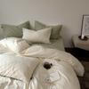 Sentido Retro de Gama Alta ~ Juego de Cuatro Piezas de Algodón Jacquard de 100 Hilos, Funda de Edredón Simple de Algodón, Sábanas Planas y Sábanas Ajustables, Ropa de Cama Moderna