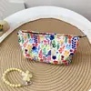 Bolsa de cosméticos original de nicho, à prova d'água, de alta aparência, grande capacidade, bolsa de armazenamento portátil, bolsa quadrada pequena com zíper