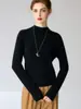 Suéter de cuello medio 100% cachemira pura para mujer, nuevo suéter de punto base ajustado para otoño e invierno, top de cachemira de manga larga