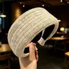 Diadema de punto texturizado con estampado estilo coreano para principios de otoño, diadema versátil retro de corona alta, pinza para el pelo para uso diario