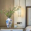 Jarrón hidropónico de cerámica azul y blanco adornos chinos sala de estar arreglo floral flor de simulación porche mueble de TV accesorios creativos para el hogar