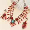 Nuevo Collar de Estilo Étnico, Collar Bohemio de Cuentas Turquesas con Borlas, Adorno Retro para la Frente, Cadena para la Clavícula, Accesorios para Fotos