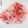 Aplique Bordado Renda Colorida Patch com Pérolas Bordadas Flor Estéreo Patch Acessórios Decorativos para Vestido Cheongsam