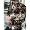 2023 Camisa Casual Masculina Nova Tendência Europeia e Americana com Estampa Digital 3D de Personalidade Manga Longa Camisa Tamanho Grande para Homens