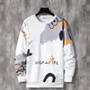 Estudantes jovens masculino moderno primavera e outono nova estampa esportivo lazer duas peças manga longa gola redonda terno atacado