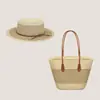 Nuevo Set de Bolso y Sombrero Tejido de Paja, Set de Dos Piezas de Gran Capacidad, Bolso Tote para Viajes al Aire Libre, Sombrero de Ala Ancha para el Sol, Versátil