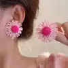 Pendientes Tejidos de Flor Hechos a Mano Estilo Bohemio Clavos de Oreja de Alta Gama para Mujeres Nicho Versátiles Elegantes Pendientes de Estilo Festivo