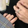 Celebridad de Internet ins Anillo Par de Dedo Índice con Números Romanos de Plata Tailandesa Anillo Abierto Anillo de Pareja Par de Anillos Vintage para Hombres y Mujeres