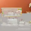 Conjunto de Doze Peças de Xícara e Pires para Café Turco, Conjunto de Xícara e Pires com Borboleta de Aparência Sofisticada, Luxo Acessível Vidro com Borda Dourada, 6 Xícaras e 6 Pires