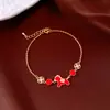 Pulsera Cadena de Suéter Estilo Chino Lujo Ligero Bañada en Oro Real Año del Zodiaco Caballo Set de Joyería Simple Elegante para Mujer