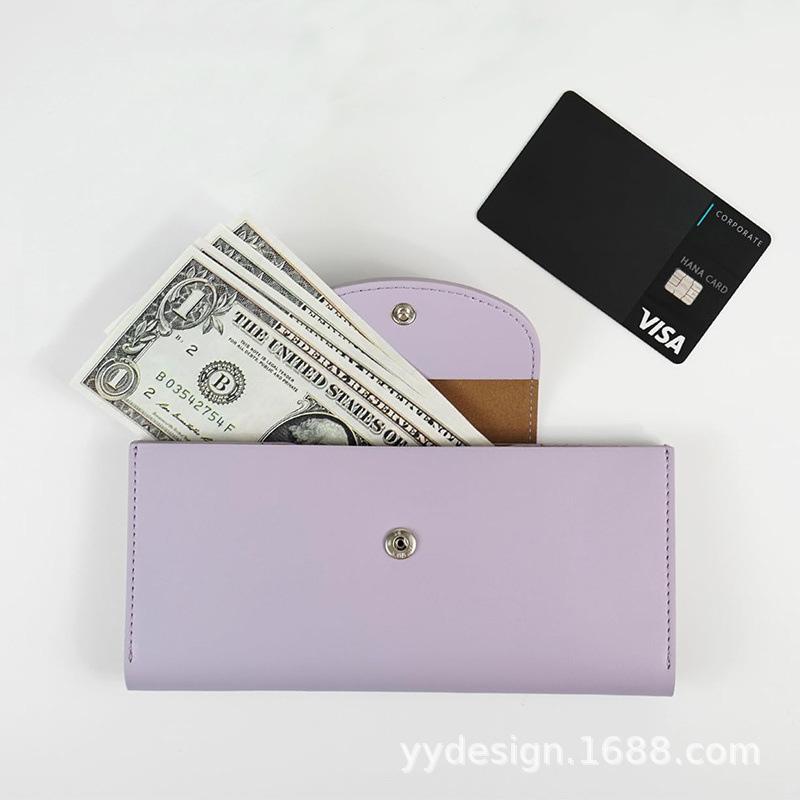 女士一体式长款双折双层PU 皮革钱包