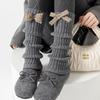 Cubiertas de calcetín de algodón retro color café para mujer de otoño e invierno con lazo de cuadros AB, calentadores de pierna cálidos de media pantorrilla