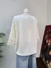 Zhi LiBlusa Base Jacquard Estilo Chino Nuevo Manga con Lentejuelas Cuello en V Manga Media Elegante Verano Nuevo 2026 1