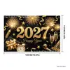 Nuevo fondo de pancarta de Año Nuevo negro y dorado transfronterizo, fondo de decoración de ambiente para fiesta de cuenta regresiva de Año Nuevo