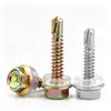 Tornillos Perforantes Autoperforantes de Acero Inoxidable 304 con Cabeza Hexagonal Exterior, Color Blanco Zinc, Tornillo de Cola Autoperforante para Tejas de Acero de Color, Clavos Autoperforantes