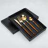 430 Aço Inoxidável Imitação de Madeira Braçadeira Alça Faca e Garfo Colher Colher de Chá Colher de Chá Garfo de Chá Comida Ocidental Faca de Bife Utensílios de Mesa Domésticos