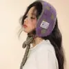 Cachecol Pequeno de Tricô com Bolinhas Personalizado Estilo Coreano para Mulheres na Moda Outono e Inverno Design Moderno Cadarço Proteção para Orelhas Earmuffs