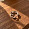 Anillo Nuevo Sencillo de Doble Capa con Textura Martillada para Mujer Diseño de Nicho Retro Estética Fría Versátil Abierto Ajustable Anillo de Dedo para Mujer
