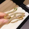 Pulsera con Forma de Serpiente Bañada en Oro Real de 18K con Circonita Estilo Retro Francés de Corte Pulsera de Lujo Ligero Moda Pulsera Versátil para Mujer